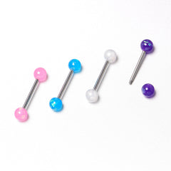 Pink Purple White Faux Opal Pack Tongue Ring Set of 4