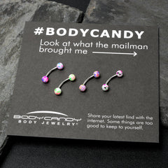 16G 3/8 Splatter Pink Green Blue Curved Eyebrow Ring Set of 4