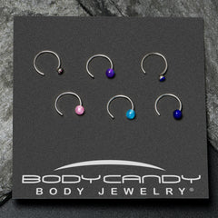 20G 5/16 Nose Hoop Gem Faux Opal Pack Classy Nose Ring Set of 6