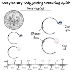 20G 5/16 Nose Hoop Gem Faux Opal Pack Pretty Nose Ring Set of 6