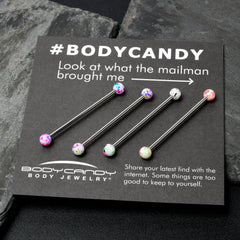 14G Splatter Pink White Purple Industrial Barbell 38mm Set of 4