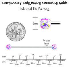 14G Splatter Pink White Purple Industrial Barbell 38mm Set of 4