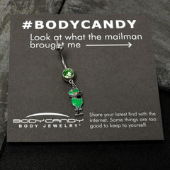 Green Gem Fancy Leprechaun St Patricks Dangle Belly Ring