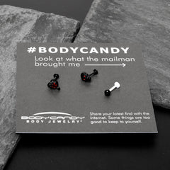 16G 5/16 Red CZ Gem Black Skull Passion Heart Labret Tragus Curation Set of 3