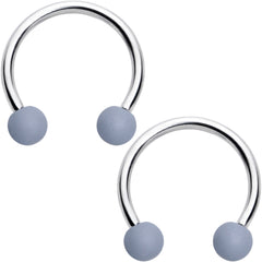 16G 3/8 Matte Black White Grey Horseshoe Circular Barbell Set of 6