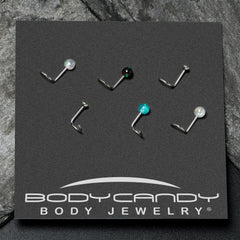 20G Nose Screw Gem Faux Opal Pack Dynasty Nose Ring Set of 6