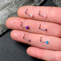 20G Nose Screw Gem Faux Opal Pack Pretty  Nose Ring Set of 6