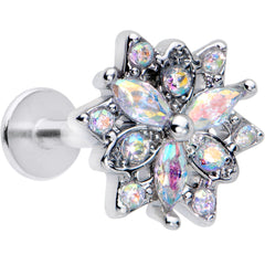 16G 5/16 Aurora CZ Gem Snowflake Style Labret Monroe Tragus