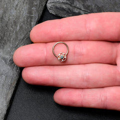 16G 3/8 Vitrail Gem Rose Gold Hue Flower Hinged Segment Ring