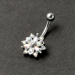 16G 5/16 Aurora CZ Gem Snowflake Style Curved Eyebrow Ring