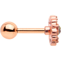 16G 1/4 Vitrail Gem Rosy Hue Flower Cartilage Tragus Earring