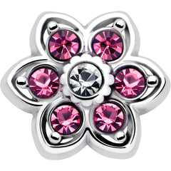 20G 7mm Pink Radiant Blossom Flower L Shape Nose Ring