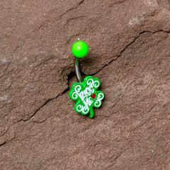 UV Glow Kiss Me Shamrock St Patricks Day Belly Ring