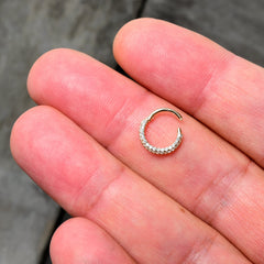 16G 5/16 14k Yellow Gold CZ Paved Ultra Luxe Hinged Circular Segment Ring