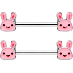 14G 9/16 Kawaii Cutie Easter Bunny Barbell Nipple Ring Set
