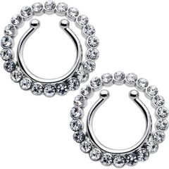 Clip On Fake Nipple Ring Set - Pink, Blue or Clear