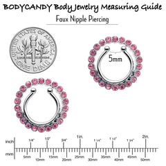 Clip On Fake Nipple Ring Set - Pink, Blue or Clear