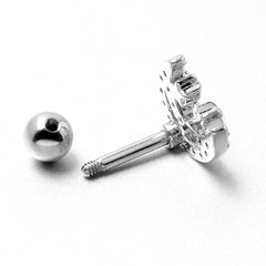 16G 1/4 Clear CZ Gem Starry Crescent Moon Cartilage Tragus Earring