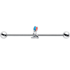 14G Easter Bunny Red Blue Ears Industrial Barbell 38mm