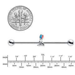 14G Easter Bunny Red Blue Ears Industrial Barbell 38mm