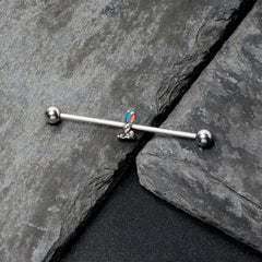 14G Easter Bunny Red Blue Ears Industrial Barbell 38mm