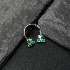 16G 3/8 Glitter Top Hat Shamrock Horseshoe Circular Barbell