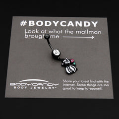 Clear Gem Black Funky Skunk Dangle Belly Ring