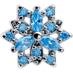16G 5/16 Blue CZ Gem Snowflake Blues Labret Monroe Tragus
