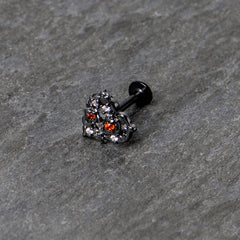 16G 5/16 Red Clear CZ Gem Black Floral Heart Labret Monroe Tragus