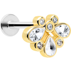 16G 1/4 Clear Gem Golden Crown Deluxe Labret