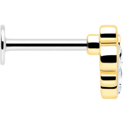 16G 1/4 Clear Gem Golden Crown Deluxe Labret
