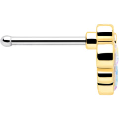 20G 1/4 Aurora Gem Golden Crown Deluxe Nose Bone
