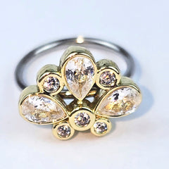 20G 5/16 Clear Gem Golden Crown Deluxe Nose Hoop