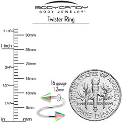 16G 3/8 Rainbow Cone Ends Spiral Twister Eyebrow Ring