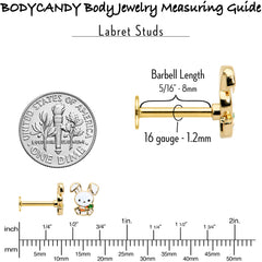 16G 5/16 Gold Tone Cutie Easter Bunny Labret Monroe Tragus