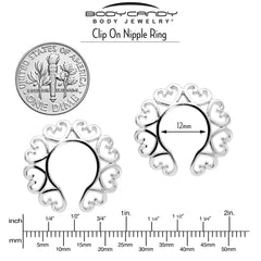 Filigree Hearts Clip On Fake Nipple Ring Set