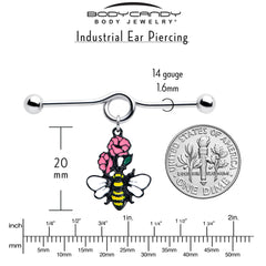 14G Busy Bee Flowers Dangle Project Bar 38mm