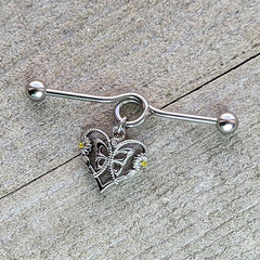 14G Yellow CZ Gem Heart Flower Butterfly Project Bar 38mm