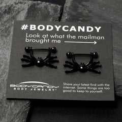14G 9/16 Black Leggy Spiders Nipple Shield Set