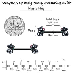 14G 9/16 Black Funky Skunk Barbell Nipple Ring Set