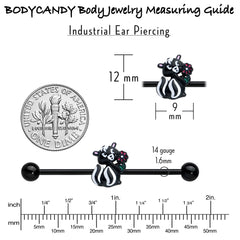 14G Black Funky Skunk Industrial Barbell 38mm