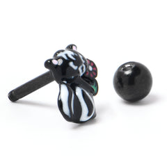 16G 1/4 Black Funky Skunk Cartilage Tragus Earring