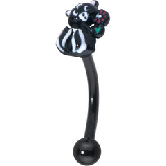 16G 5/16 Black Funky Skunk Curved Eyebrow Ring