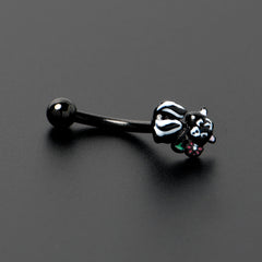 16G 5/16 Black Funky Skunk Curved Eyebrow Ring