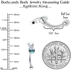 16G 5/16 Easter Egg Bunny Curved Eyebrow Ring