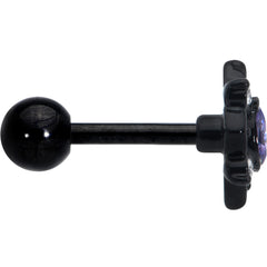 16G 1/4 Purple Gem Black Scrolling Hearts Cartilage Tragus Earring