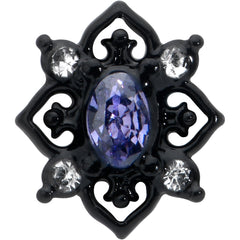 16G 5/16 Purple Gem Black Scrolling Hearts Labret Monroe Tragus