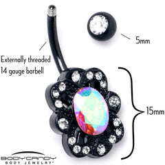Aurora Gem Black Filigree Fantasy Belly Ring