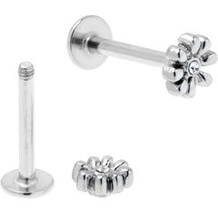16G 5/16 Clear Gem Gold Tone Flower Butterfly Labret Set of 4