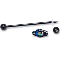 14G Aurora Gem Black Saturn Space Moon Industrial Barbell 38mm